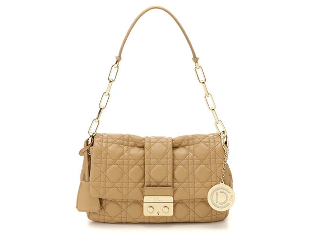 Christian Dior Lock Cannage Leather Bag Beige Cream